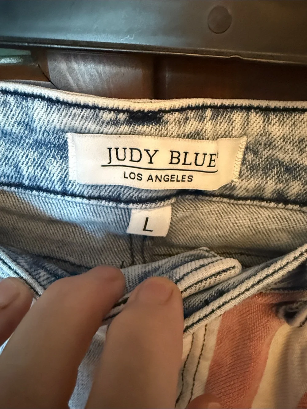 Judy Blue American Flag Denim Shorts Stars Stripes Frayed Raw Hem Size L
